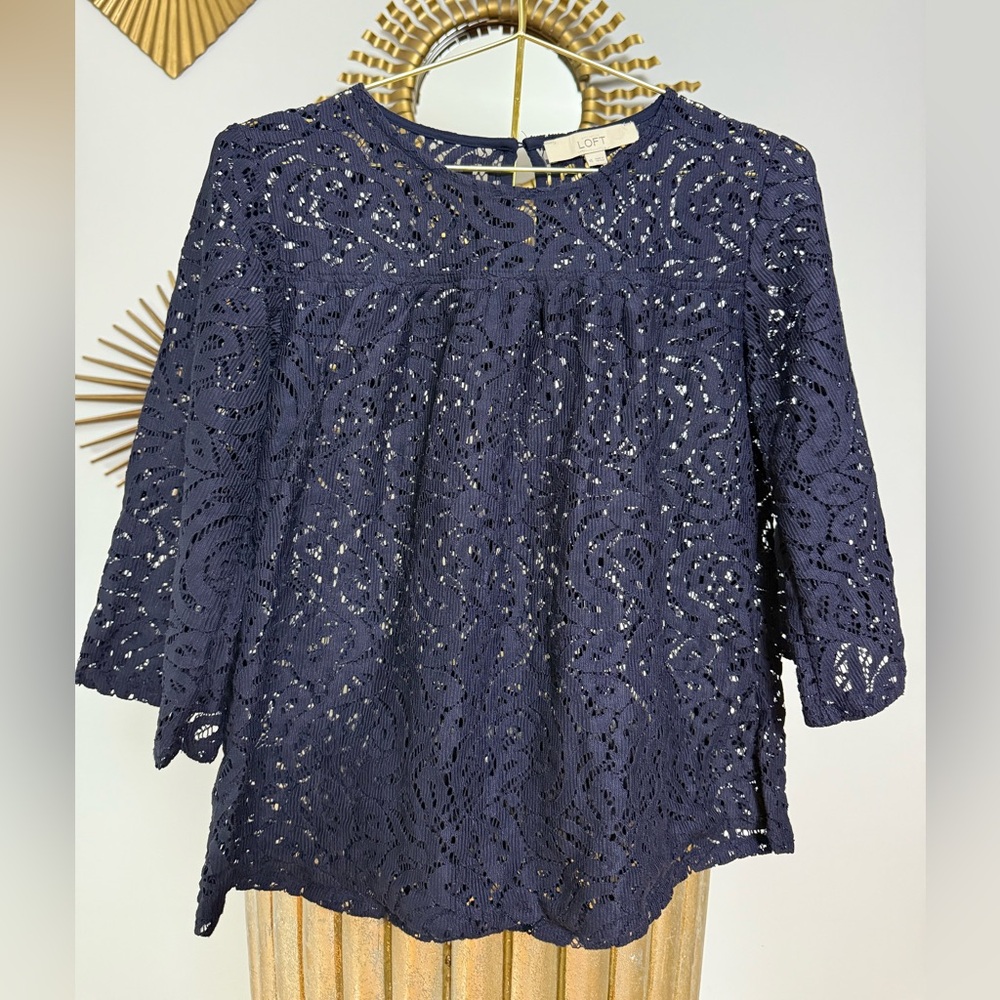 LOFT - Deep Blue Lace Blouse